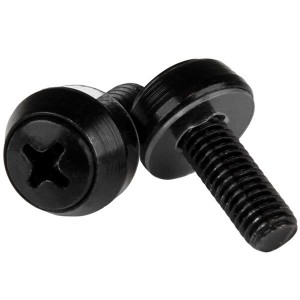 STARTECH CABSCREWSM6B M6 x 12mm - Screws - 50 Pack, Black - M6 Mounting Screws for Server Rack & Cabinet - Mounting Screw - 12 mm - Steel - Black - 50 / Pack