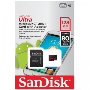 SanDisk 128GB Ultra micro SDXC 80MB/s Class 10 Memory Card SDSQUNC-128G