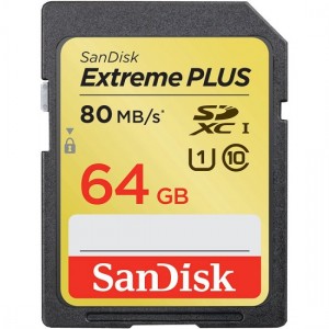 SanDisk 64GB Extreme Plus SDXC 80MB/s UHS-I Memory Card SDSDXS-064G