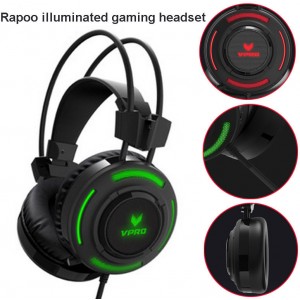 RAPOO VH200 Illuminated RGB Glow Gaming Headsets Black - 16m Colour Breathing Light Hidden Noise-Cancelling Microphones(LS)