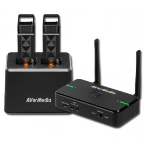 Avermedia Wireless Teacher Microphone AW315 Full Package - Dual Mic with Smart Pair. Microphone x 2, Receiver x 1, Charge Station x 1
