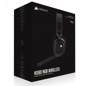 Corsair HS80 RGB Wireless Carbon- Dolby Atoms 3D, Pulse Sound, Hyper Fast Slipstream Wireless 20hrs - Gaming Headset PC,PS5, Xbox Headphones