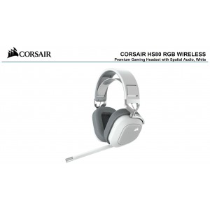 Corsair HS80 RGB Wireless White- Dolby Atoms, 50mm Driver, Ultra comfort, Hyper Fast Slipstream 20Hrs Wireless - Gaming Headset PS5 / Xbox  Headphones