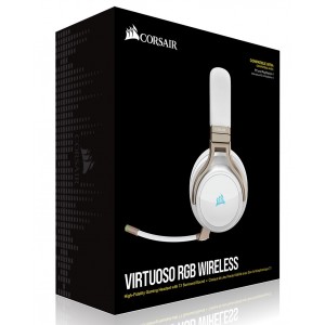 Corsair Virtuoso Wireless RGB Pearl 7.1 Headset. High Fidelity Ultra Comfort, supports USB and 3.5mm Gaming Headset