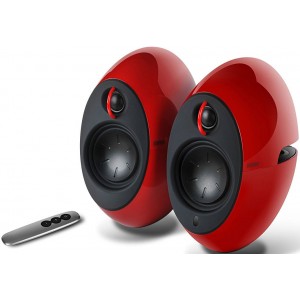 Edifier E25HD LUNA HD Bluetooth Speakers Red - BT 4.0/3.5mm AUX/Optical DSP/ 74W Speakers/ Curved design/Dual 2x3 Passive Bass/Wireless Remote