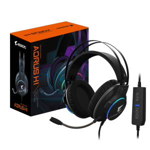 Gigatyte AORUS H1 Gaming Headset, Virtual 7.1 Channel, 50mm Drivers, RGB, In-Line Audio Controls, ENC Microphone,