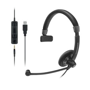 EPOS I Sennheiser IMPACT SC45 Mono USB Headset, USB / 3.5mm Connectivity, Teams / Skype Certified, ActiveGard, Noise-Cancelling Microphone, 2Yr WTY