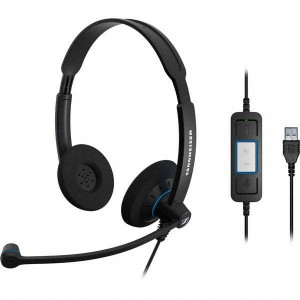 EPOS | Sennheiser SC60 Binaural Wideband Office headset, integrated call control, USB connect, Activegard protection, large ear pad, noise cancel mic,