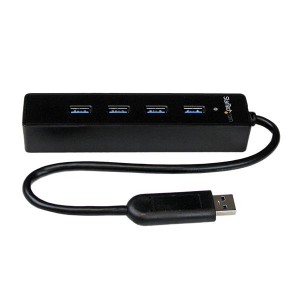 STARTECH ST4300PBU3 4 Port Portable SuperSpeed USB 3.0 Hub with Built-in Cable - 5Gbps - Add four external USB 3.0 ports to your notebook or Ultrabook™ with a slim, portable hub - Four Port External USB 3 Hub with Built-in Cable - 4Port Mini USB Hub - 4 P