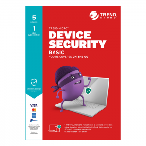 Trend Micro Device Security BASIC (1-5 Devices) 1Yr Subscription Retail Mini Box (Replaces Maximum Security)