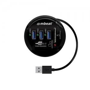 mbeat® Portable USB 3.0 Hub and Card Reader - USB 3.0/2.0, SDXC/SDHC/ MMC/MMC4.0/ RS-MMC/RS-MMC/Micro-SDXC/Micro-SDHC/ MicroSD, up to 2TB