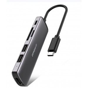 mbeat®  Elite X6 6-in-1 Multifunction USB-C Hub - 1x USB-C PD Power 60W (5V~20V/3A), 1x HDMI 1.4b  4K/30Hz, 2x USB 3.0, 1x MicroSD Card Reader