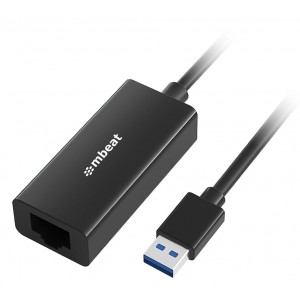 MBEAT MB-U3GL-1K USB 3.0 Gigabit Etherent Adapter - Black RJ45, up to 1000Mbps speed. Compact and lightweight Material: ABS Plastic Weight: 24.5g