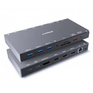 MBEAT MB-UCD-X15 15-in-1 Triple Display USB-C Docking Station 2x HDMI 1x DP 1x 100W PD 3.0 1x USB-C 3.1 Gen2 3x USB 3.0 1x USB 3.1 Gen2 MicroSD/SD Card 1x 1Gb