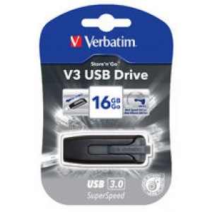 Verbatim 16GB V3 USB3.0 Grey Store'n'Go V3; Rectractable USB Storage Drive Memory Stick