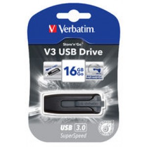 VERBATIM 49172 16GB V3 USB3.0 Grey Store'n'Go V3; Retractable USB Storage Drive Memory Stick