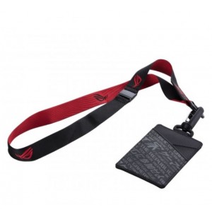 ASUS ROG CARD HOLDER OH100 For ID Card, Slide In Pouch, Snap Buckle For Luggage, Red and Black ROG Lanyard