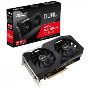 ASUS AMD Radeon DUAL-RX6600-8G RX 6600 8GB GDDR6 PCIE4.0 2491Mhz Boost, 2064 MHz, 1xHDMI 2.1, 3xDP 1.4a
